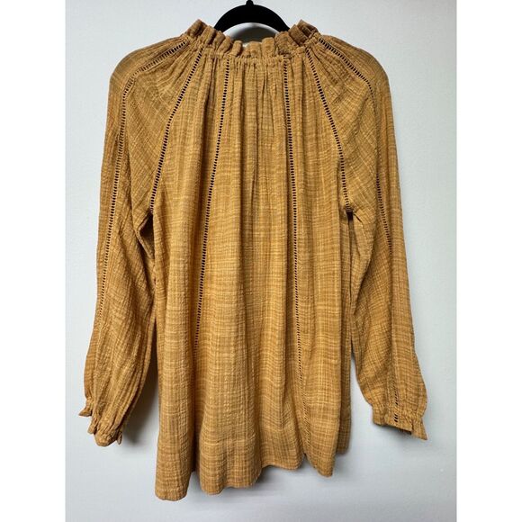 NWT - SUNDANCE Boho Peasant Blouse Tassel Ties Ladder Lace, Sz L - Picture 6 of 8